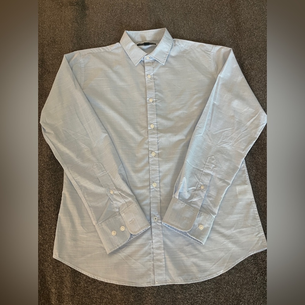 Light Blue Beverly Hills Polo Club Button Down long Sleeve Shirt